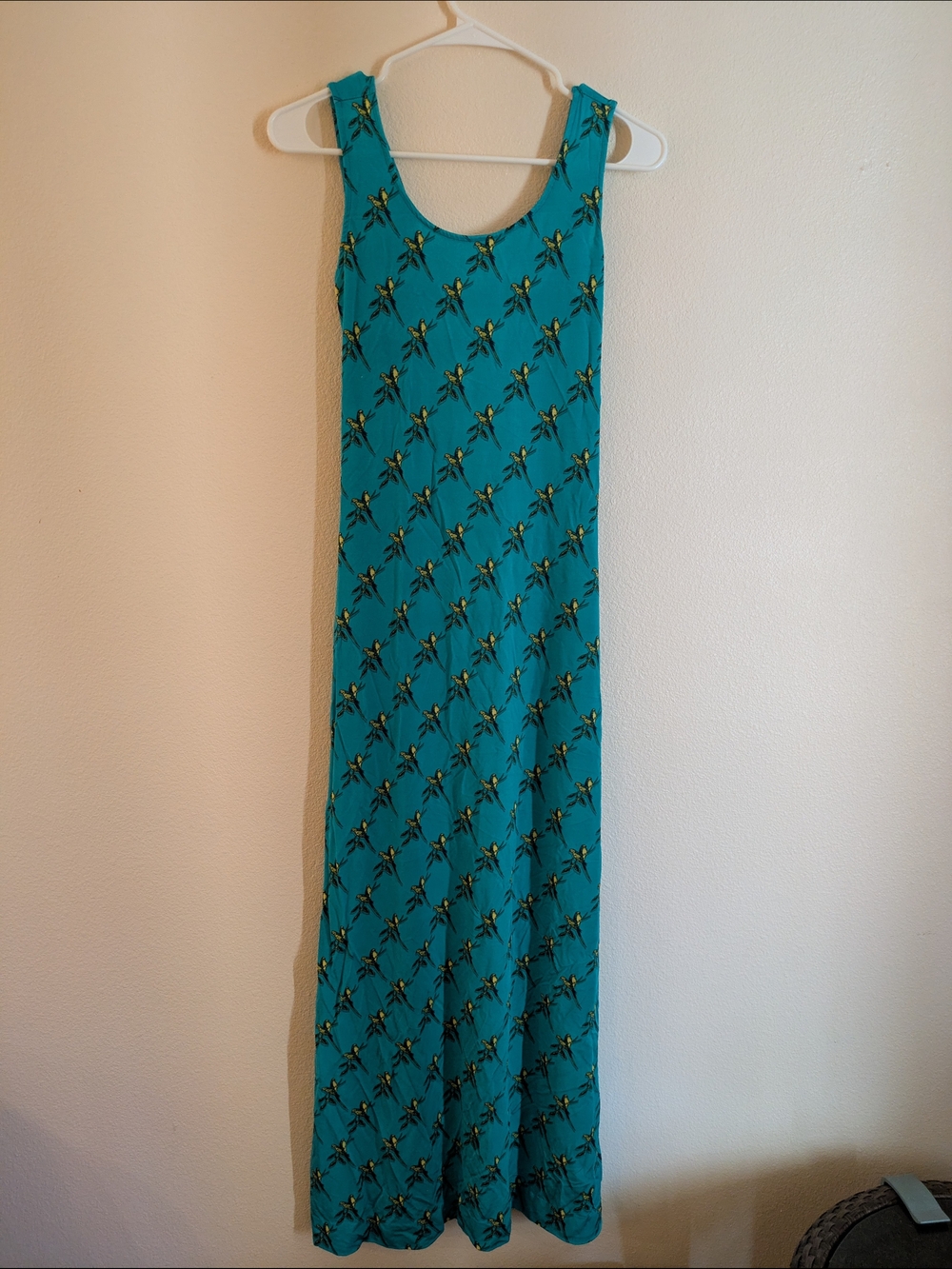 Leota Teal Bird-Print Maxi Dress